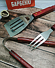 Набор для барбекю: лопатка, щипцы, вилка, 40 см (хрогм, дерево), фото 6