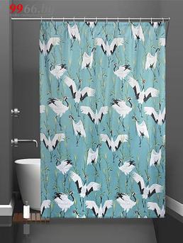 Шторка душевая занавеска штора для ванной комнаты Bath Plus Cranes 180x180cm тканевая с принтом