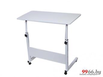 Передвижной столик прикроватный на колесиках N72 белый сервировочный придиванный подкатной стол для ноутбука