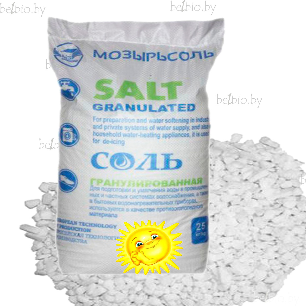 Соль гранулированная для водоочистки в мешках 25кг. Мозырьсоль. (ID ...
