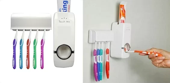 Дозатор для зубной пасты с держателем зубных щёток Toothpaste Dispenser - фото 3 - id-p176812524