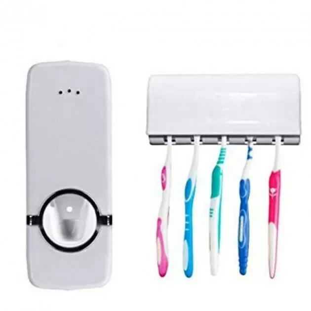 Дозатор для зубной пасты с держателем зубных щёток Toothpaste Dispenser - фото 4 - id-p176812524