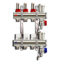 Коллектор 3 выхода для теплого пола (латунь) TIM KC003 с расходомерами