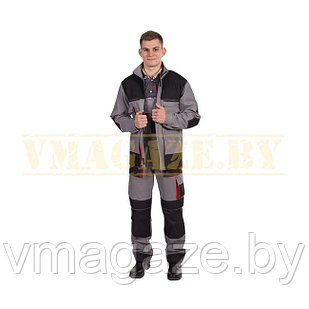 Рабочая куртка, мужская (с отделкой, цвет т-серый)