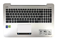 Верхняя часть корпуса (Palmrest) Asus VivoBook K555 с клавиатурой, серебристый