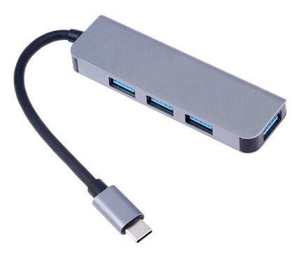 Адаптер - переходник - хаб USB3.1 Type-C - 4x USB3.0, ver.02, серый 556124