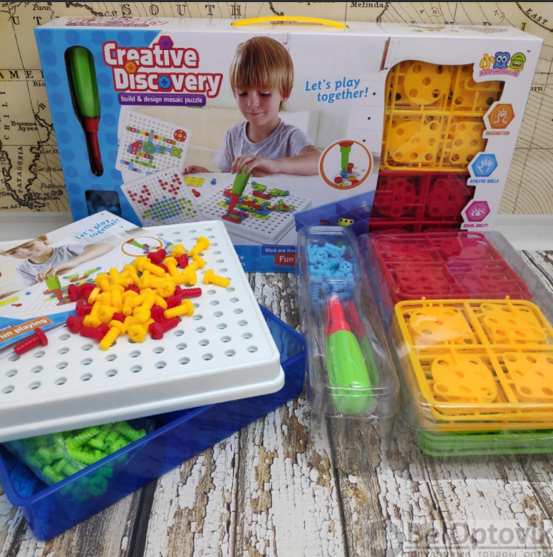 Болтовой конструктор мозаика Creative Mosaic Discovery с отверткой (310 деталей)