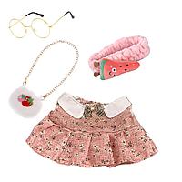 Набор одежды с акссесуарами (4 в 1) для уточки Лалафанфан М7 Розовое платье с арбузом