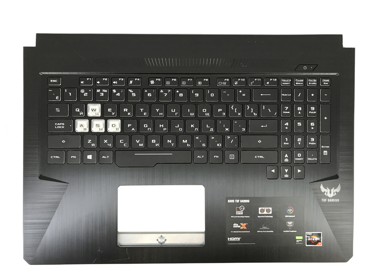 Верхняя часть корпуса (Palmrest) Asus ROG STRIX FX705 с клавиатурой, с подсветкой, черный