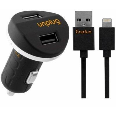 Автомобильное зарядное устройство для Appie - Unplug Car Charger на 2 USB + кабель Lightning - фото 1 - id-p176884366