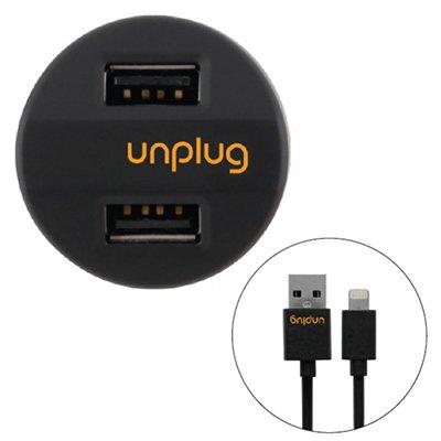 Автомобильное зарядное устройство для Appie - Unplug Car Charger на 2 USB + кабель Lightning - фото 3 - id-p176884366