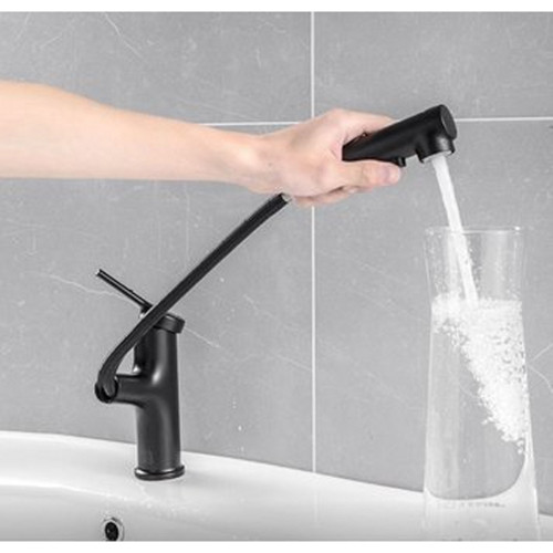 Смеситель с душем для раковины DIIIb Extracting Faucet (Высокий) Черный - фото 4 - id-p176887931