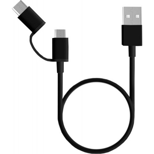 USB кабель ZMI 2 в 1 Type-C + MicroUSB для зарядки и синхронизации, длина 30 см (Черный)