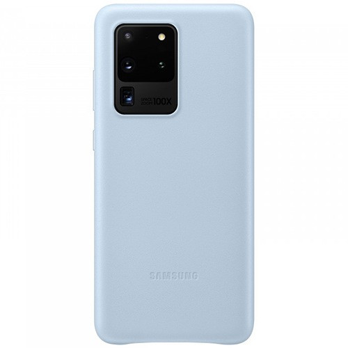 Чехол для Galaxy S20 Ultra накладка (бампер) Samsung Leather Cover (EF-VG988LLEGRU) небесно-голубой - фото 1 - id-p136941601