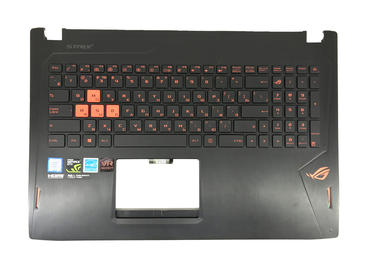 Верхняя часть корпуса (Palmrest) Asus ROG STRIX GL502 с клавиатурой, с подсветкой, черный