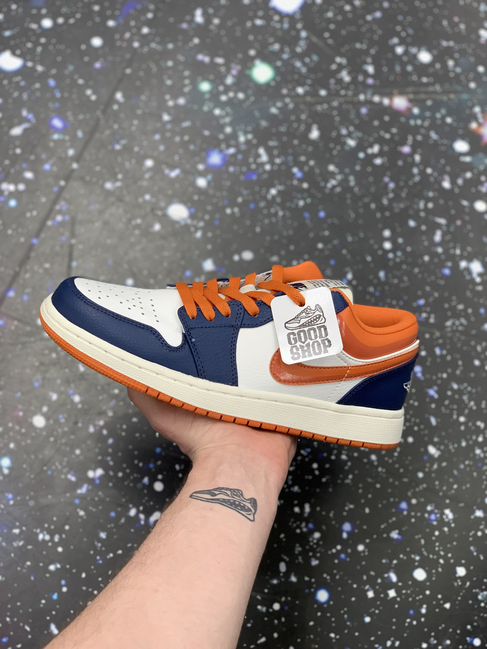 Кроссовки Air Jordan 1 Black White Blue Orange Low