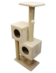 Cat House Комплекс "Двойной домик", 127 см, хлопок бежевая