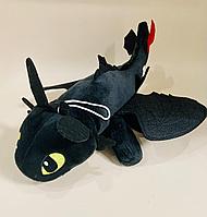 Мягкая игрушка дракон "Ночная фурия" на веревочке, рост 35 см