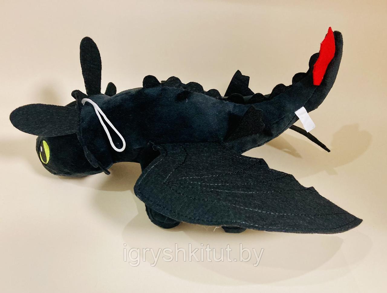 Мягкая игрушка дракон "Ночная фурия" на веревочке, рост 35 см - фото 3 - id-p176929720