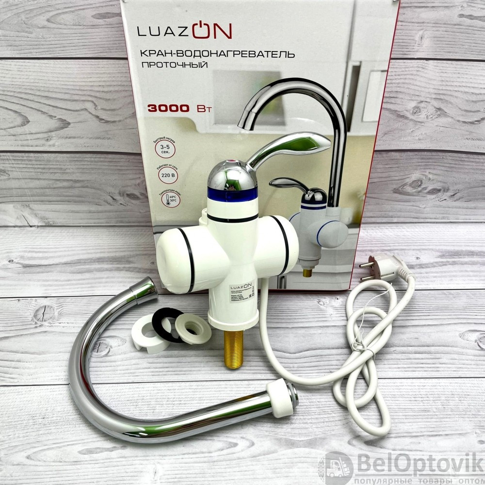 Кран-водонагреватель LuazON LHT-02, проточный, 3 кВт, 220 В, белый - фото 10 - id-p176960068
