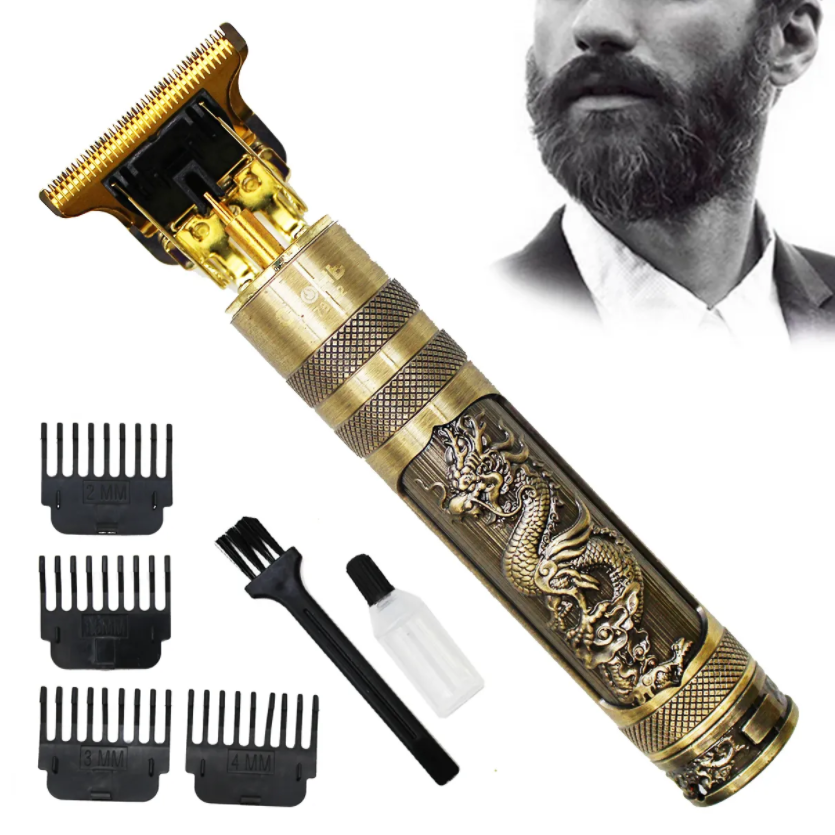 Беспроводной триммер для бороды, усов и арт рисунков Hair Trimmer T-Blade (4 сменные насадки) - фото 1 - id-p148178014