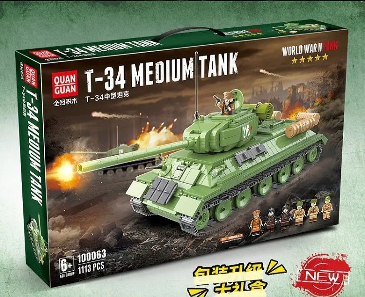 Конструктор Советский средний танк Т-34, 100063, 1113 дет., аналог LEGO (Лего) - фото 1 - id-p176973375