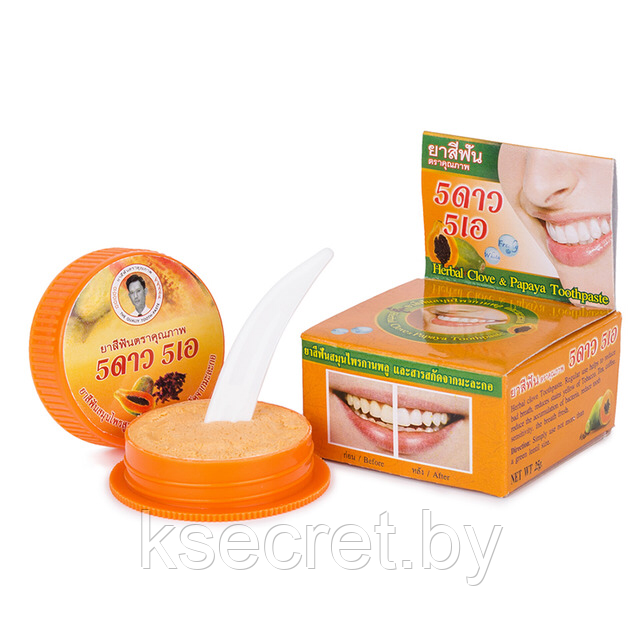 5 STAR COSMETIC / Тайская травяная отбеливающая зубная паста с экстрактом Папайи - фото 3 - id-p176984300