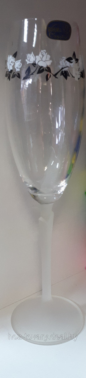 Набор чешских бокалов для шампанского декорированных 6 шт. по 220 мл - фото 1 - id-p176984383
