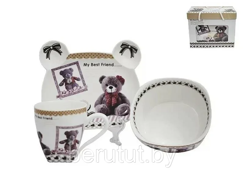Детский столовый набор из фарфора Lenardi 105-040 (детская посуда 3 предмета) - фото 1 - id-p176990420