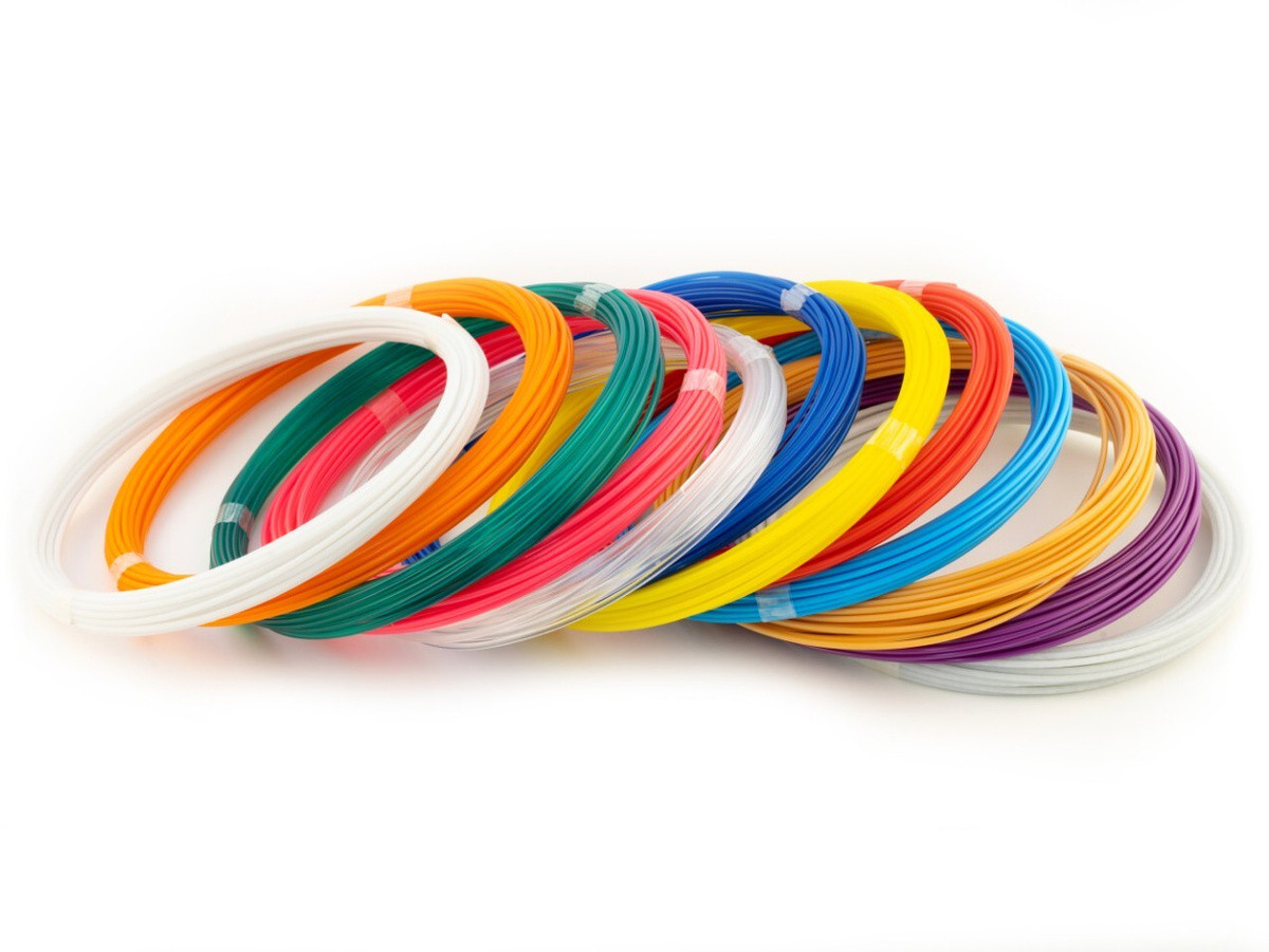 PLA пластик для 3D ручек 120 метров (12 цветов по 10 метров) - фото 1 - id-p176998240