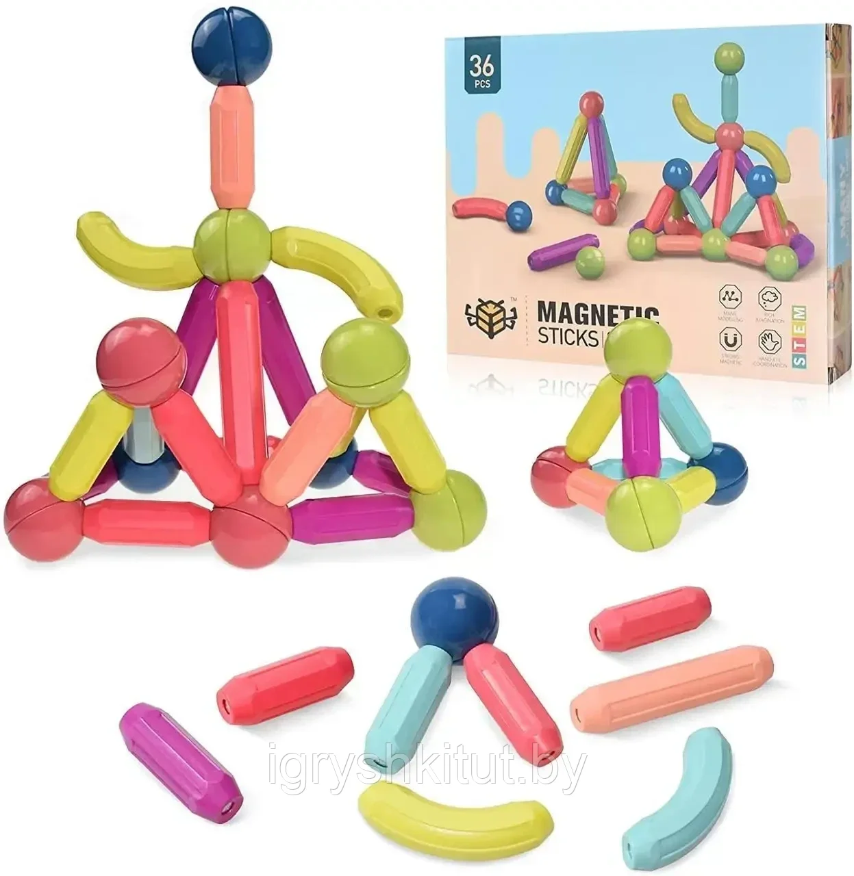 Магнитный конструктор Magnetic sticks 36 дет., арт.HL-2122 - фото 4 - id-p177003339