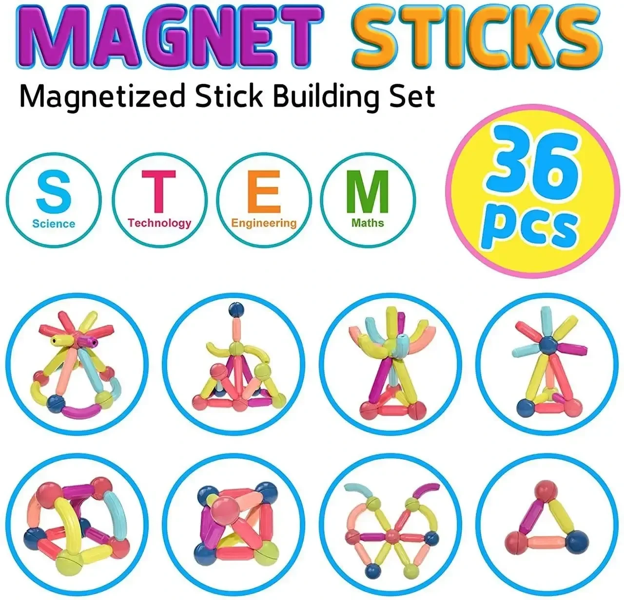 Магнитный конструктор Magnetic sticks 36 дет., арт.HL-2122 - фото 7 - id-p177003339