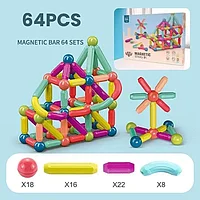 Магнитный конструктор Magnetic sticks 64 дет., арт.HL-2125