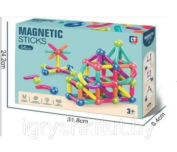 Магнитный конструктор Magnetic sticks 64 дет., арт.HL-2125 - фото 3 - id-p177003464