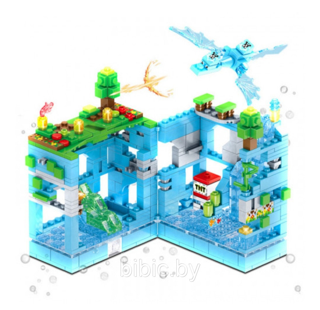 Детский конструктор светящийся Minecraft MY WORLD Голубая крепость майнкрафт аналог Лего Lego lb606 - фото 5 - id-p177061282