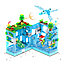 Конструктор светящийся Minecraft MY WORLD LB606 "Голубая крепость" майнкрафт 503 дет. с LED подсветкой, фото 3