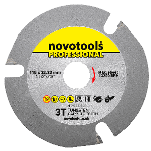 NOVOTOOLS Диск пильный универсальный Professional 115x22,23 3Т, 3 зуба с твердосплав. напайками из карбид