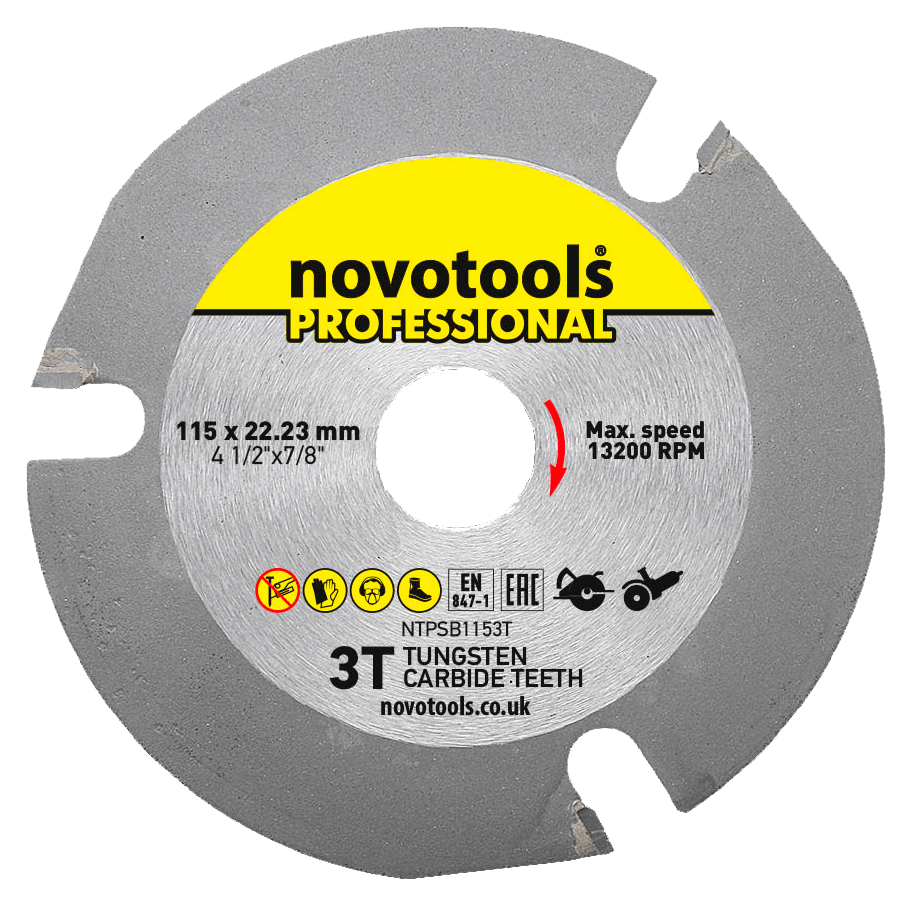 NOVOTOOLS Диск пильный универсальный Professional 115x22,23 3Т, 3 зуба с твердосплав. напайками из карбид - фото 1 - id-p177061637