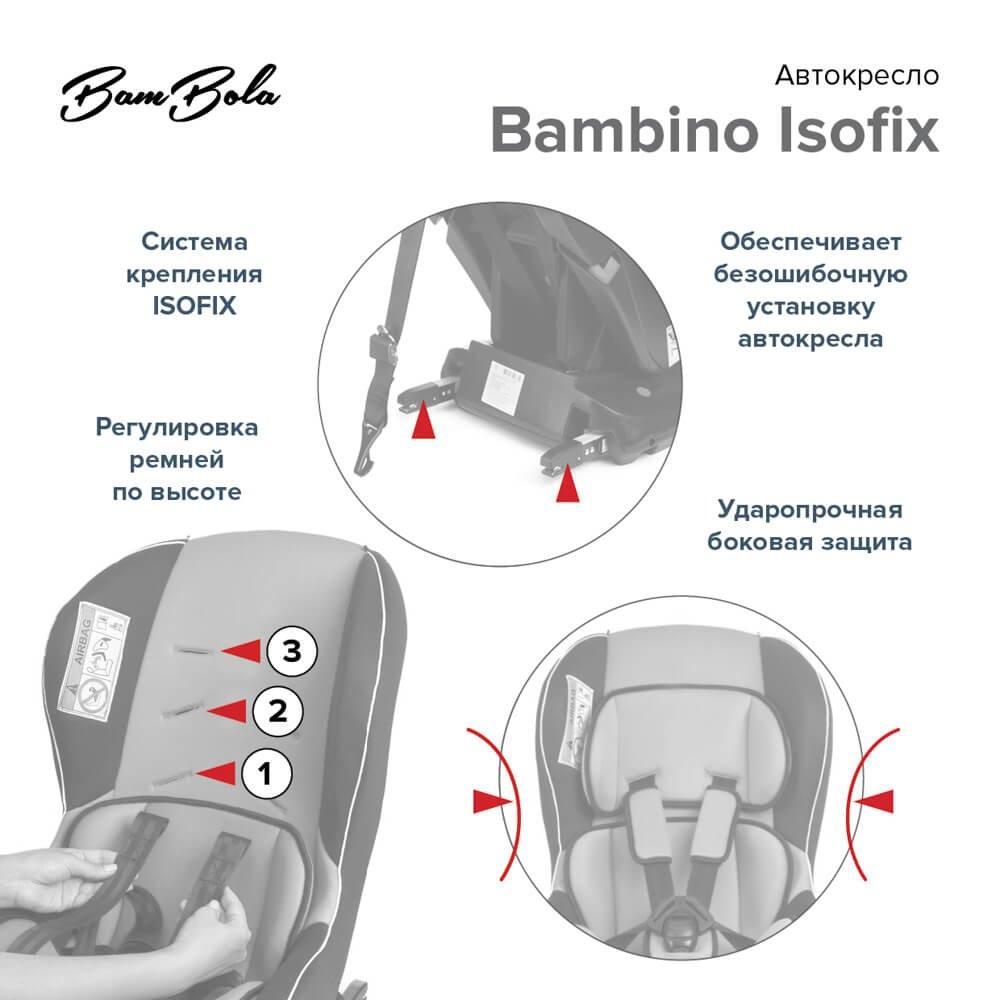 BAMBOLA Автокресло 0-18 кг BAMBINO Isofix Бежевый/Синий KRES2939 - фото 5 - id-p177065143