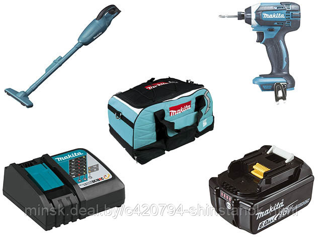 Набор аккумуляторного инструмента MAKITA в сумке (5 пр.) (DTD152Z, 630793-1, 632G12-3, 831271-6, DCL180Z)