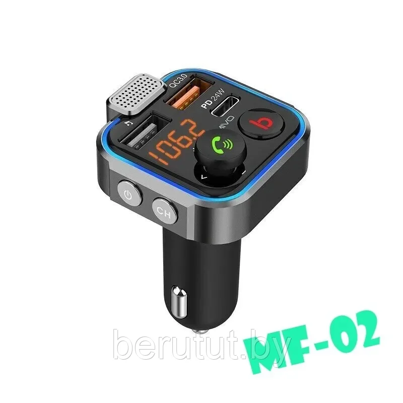 Автомобильный FM-модулятор с Bluethooth и голосовым помощником Mivo MF-02 - фото 1 - id-p177112513