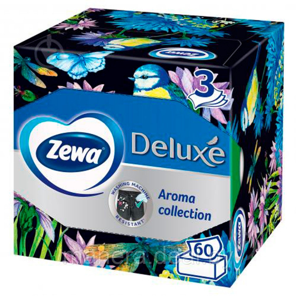 Салфетки бумажные косметические Zewa Deluxe 60 шт/упак - фото 1 - id-p68457426
