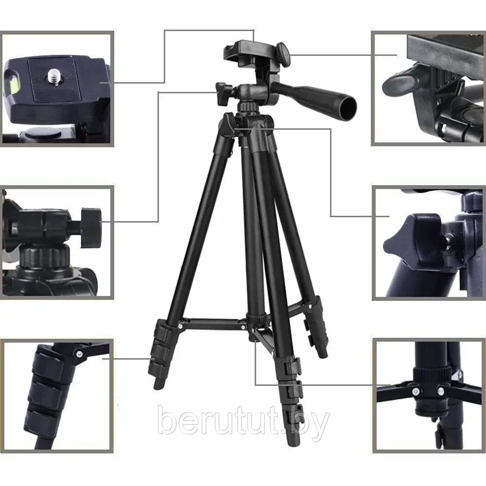 Tripod 3120А профессиональный штатив для камеры /Стойка для вспышки фотоаппарата /Трипод для кольцевой лампы - фото 3 - id-p177118689