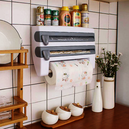 Кухонный диспенсер Органайзер Comfortable kitchen 4 в 1 (бумажные полотенца, пищевой пленка, фольга, полка для