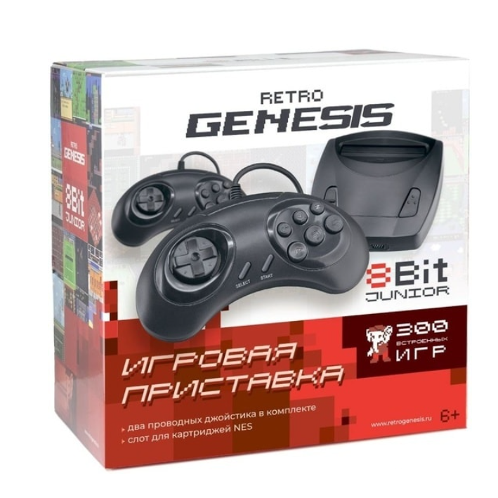 Игровая приставка Retro Genesis 8 Bit Junior, AV кабель, 2 проводн. джойст., 300 игр, черная - фото 4 - id-p177120939