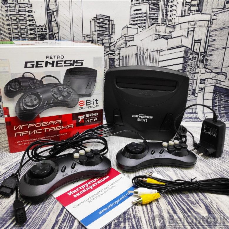 Игровая приставка Retro Genesis 8 Bit Junior, AV кабель, 2 проводн. джойст., 300 игр, черная - фото 5 - id-p177120939