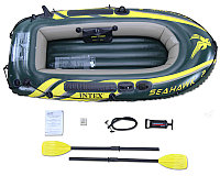 Intex 68347 NEW !!! Надувная лодка ПВХ Seahawk 2 (до 200кг) 236х114х41см с веслами и насосом