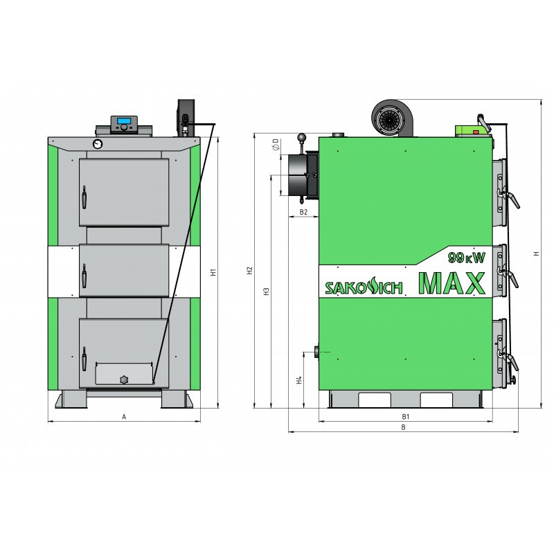 Твердотопливный котел SAKOVICH MAX 99 кВт - фото 5 - id-p177165277