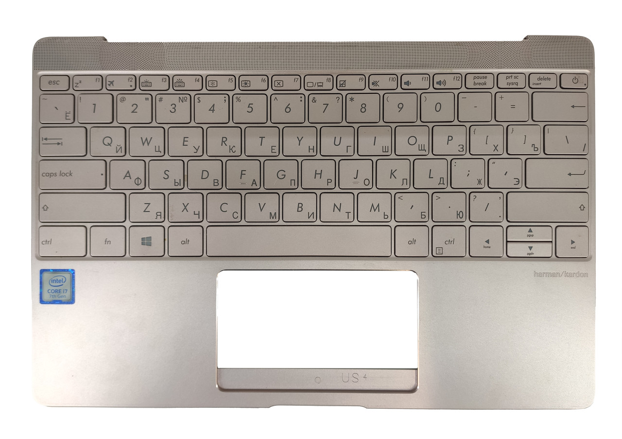 Верхняя часть корпуса (Palmrest) Asus UX390 с клавиатурой, с подсветкой, нежно-розовый, RU - фото 1 - id-p177165496