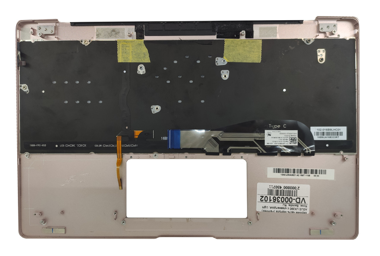 Верхняя часть корпуса (Palmrest) Asus UX390 с клавиатурой, с подсветкой, нежно-розовый, RU - фото 2 - id-p177165496